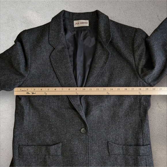 Gray Wool Blend Blazer Jacket Business Career Minimalist Classic - Picture 7 of 14